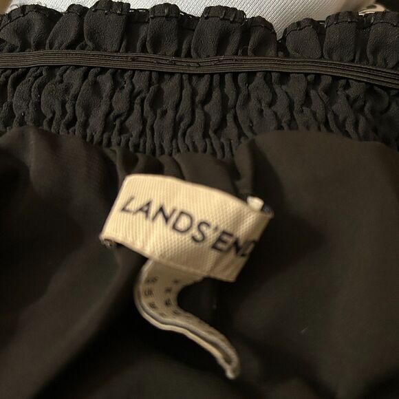 Lands’ End Off the Shoulder Ruched Ruffle Crop Top Black Embroidered Shirt 10 - Picture 10 of 10